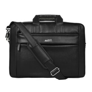 Zipline Office Faux Leather laptop bag for Men – Fits 14/15/15.6 inch Laptop/Tablet Messenger Bags For Mens (1-Black Bag)