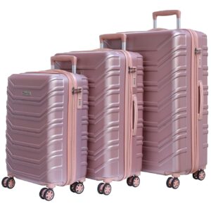 ROMEING Monopoli 20, 24, 28 inch, Set of 3, Polycarbonate Luggage, Hard Sided, (Rose Gold 55, 65, 75 cms) Small Medium Large Trolley Bag | 8 Spinner Smooth Wheels | TSA Lock | Unbreakable Men & Women