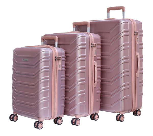 ROMEING Monopoli 20, 24, 28 inch, Set of 3, Polycarbonate Luggage, Hard Sided, (Rose Gold 55, 65, 75 cms) Small Medium Large Trolley Bag | 8 Spinner Smooth Wheels | TSA Lock | Unbreakable Men & Women