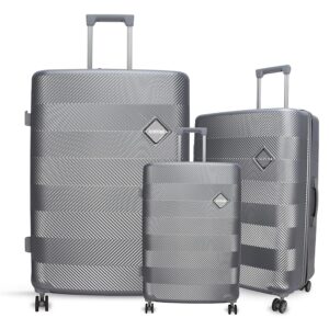 American Tourister 3-Piece Set 56 Cm, 68 Cm & 79 Cm Polycarbonate Hard Sided 8 Spinner Wheels Luggage/Trolley Bags/Suitcases (Silver) 360 Degree