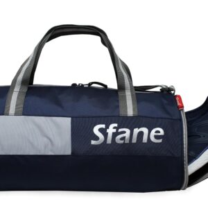 Sfane Polyester Duffle/Shoulder/Gym Bag for Men & Women with Separate Shoe Compartment (Silver & Navy)