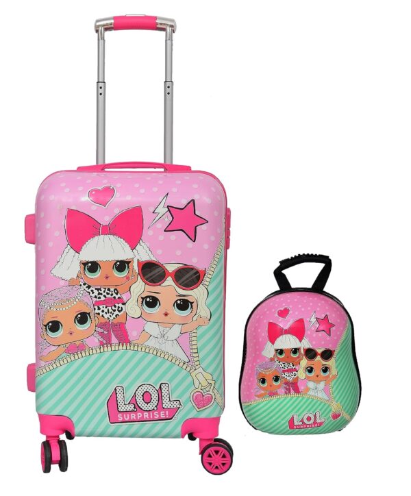 D’s PARADISE Kid’s 20 Inches hardcase Latest Cute LOL Doll Girl Suicase Trolley Bag and 13 Inches Hardshell Backpack for Girl’s and Boy’s