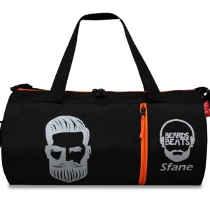 Sfane Men & Women 9.05 inches Black & Orange Mustache PrintedGym Bag/Duffle Bag/Sports Bag/Shoulder Bag/Sports Bags/Gym Bags for Men & Women