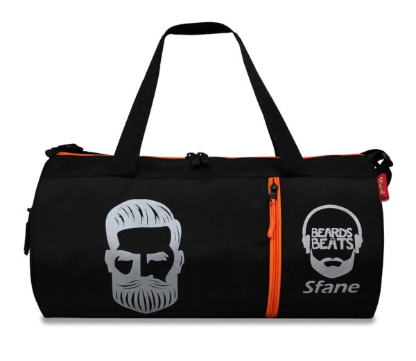 Sfane Men & Women 9.05 inches Black & Orange Mustache PrintedGym Bag/Duffle Bag/Sports Bag/Shoulder Bag/Sports Bags/Gym Bags for Men & Women