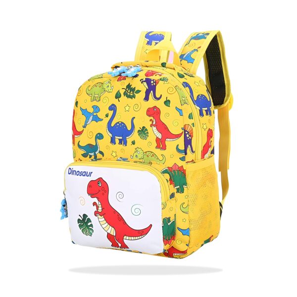 BEMBIKA Kindergarten Cute Cartoon Kids School Bag for Boys and Girls, Toddler Preschool Plush Travel Schoolbag, Perfect Book Bag, Casual Backpack for Kids � (Dino Yellow)