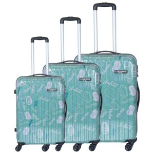 Luggero – FILM CLASSIC Light-Weight & Durable Polycarbonate HELLO GREEN Unisex Hard Luggage|Set of 3 (L+M+S)|8 SMOOTH SPINNER TPV Wheels| Outer Combi Lock | Trolley Bag