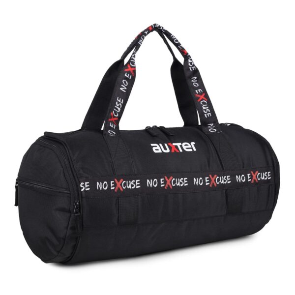 AUXTER Motivator Black 25 liters Gym Bag Sports kit Bag Duffle Bag Travel Bag Daytrip Bag with Shoe Pocket for Adults Men Women Boys Girls