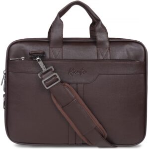 RIONTO Messenger Bag – Laptop Bag for Men, PU Leather Expandable Office Bag for Men | Supports Laptop Upto 15.6 inches (Brown)