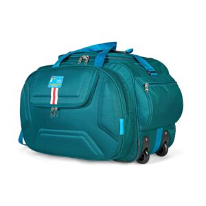 M MEDLER Derben Nylon 55 Litres Waterproof Strolley Duffle Bag- 2 Wheels – Luggage Bag (Turquoise), Inline_Skate_Wheel