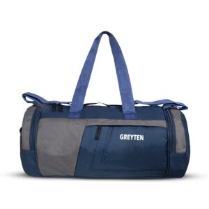 GREYTEN Gym Bag for Men & Women, Duffel Bag for Sports, Gyms, Duffel Bag Gym Bag, Polyester Sports Duffle/Shoulder/Gym Bag for Tennis, Dance, Golf, Football, Crossfit & Swimming (Navy Grey)