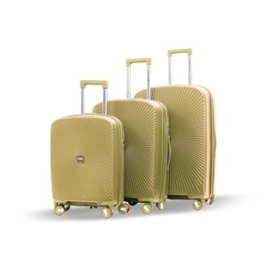 AMERICAN TRAVELLER Tourissmart Luggage Trolley Bags for Travel Set of 3/2 Pcs with Round Edges| Small(Cabin Bag), Medium & Large(Check-in)| 8 Spinner Wheel |Flexible Polypropylene(Pp) (Khaki, 3)