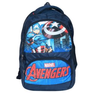 Kuber Industries Marvel Captain America Print School Bag for Kids|Stylish Standard Backpack s for Kids|Rexine Waterproof Shoulder Straps Bag (Blue)