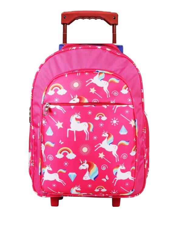 Da Tasche Printed BCKPCK TRL Waterproof School Bag/Backpack/Kids Trolley Bag (Pink – Unicorn)