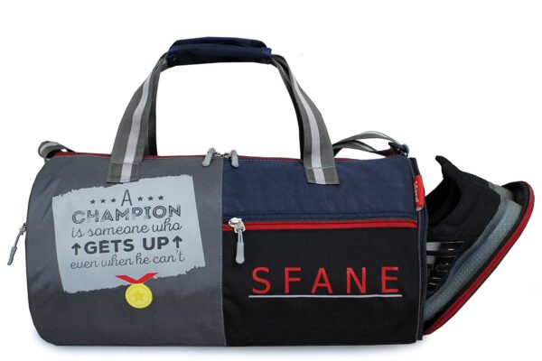 Sfane Polyester Sports Duffle Bag with Extra Shoe Compartment ( 9.84 inches, Black)