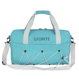 Storite Nylon 48.5 cms Imported Travel Duffle Bag Muti- Pocket Sports Shoulder Bag for Women with Wet Pocket & Shoe Compartment Weekender Overnight Travel Luggage Bag (Sea Blue – 48.5 x 17.5 x 27 Cm)