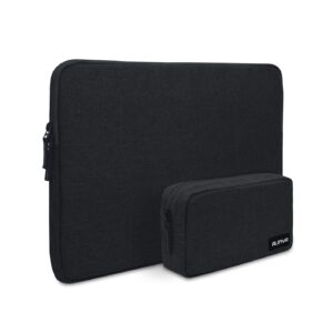 Alifiya Polyester MacBook Laptop Sleeve Bag 16 Inch with Charger Pouch (Black_L26)