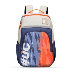 uppercase 33L Campus 04 | School Bag | Double Compartment with Top & Side Quick Access Pocket | Well- Padded Backpack | Side Water-Bottle Pocket | Unisex | 750 Days Warranty (Blue Beige)