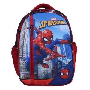 Kuber Industries Marvel Spiderman Backpack|4 Compartment School Bags for Kids|Durable School Bags for Boy Travel,School with Zipper Closure (Red)