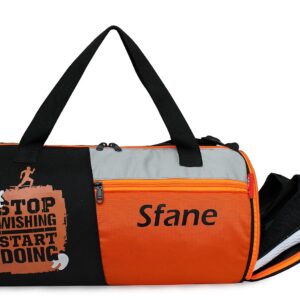 Sfane Orange & Grey Gym Bag/Duffle Bag/Sports Bag/Shoulder Bag/Sports Bags/Gym Bags for Men & Women with Shoe Compartment