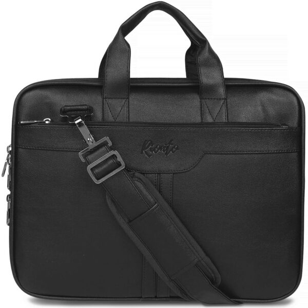 RIONTO Messenger Bag – Laptop Bag for Men, PU Leather Expandable Office Bag for Men | Supports Laptop Upto 15.6 inches (Black)