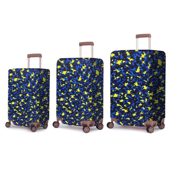 ACEPACK Polyester Fabric Stretchable & Washable Protective Luggage Cover Set of 3 for 50 cm – 55 cm, 65 cm – 70 cm, 75 cm to 80 cm Fits Small Medium Large Size for Hard/Soft Luggage(Yellow/Blue)