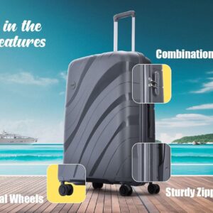 Skybags Coastline 8W STR 5 Years Warranty 8 Wheel Luggage Set of 3 Trolley Bags (56+65+76 Cm) (Grey)