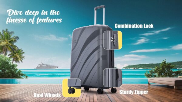 Skybags Coastline 8W STR 5 Years Warranty 8 Wheel Luggage Set of 3 Trolley Bags (56+65+76 Cm) (Grey)