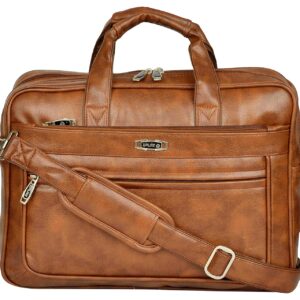 Zipline Synthetic Leather Executive Office Formal 15.6 Laptop Briefcase Messenger Bag for Men Women with Multiple compartments