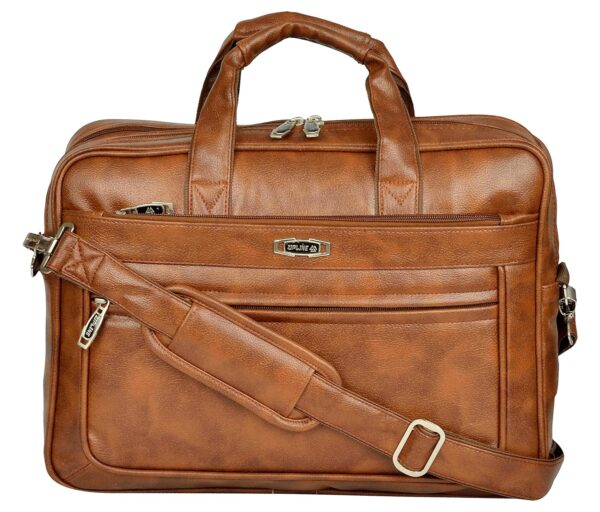 Zipline Synthetic Leather Executive Office Formal 15.6 Laptop Briefcase Messenger Bag for Men Women with Multiple compartments