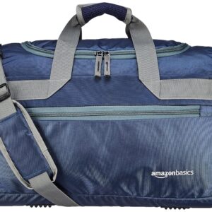 Amazon Basics 40 L Nylon and Polyester Duffel Bag for Men and Women | 53.34 L x 22.86 W x 27.94 H cm | Multi-Utility for Travel, Outdoor Activities & Sports | Navy Blue