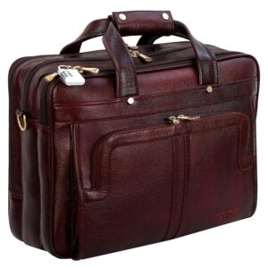 RICHSIGN LEATHER ACCESSORIES Office Briefcase Laptop Messenger & Shoulder Leather Bags for Men 15.6 Inch Cross Body