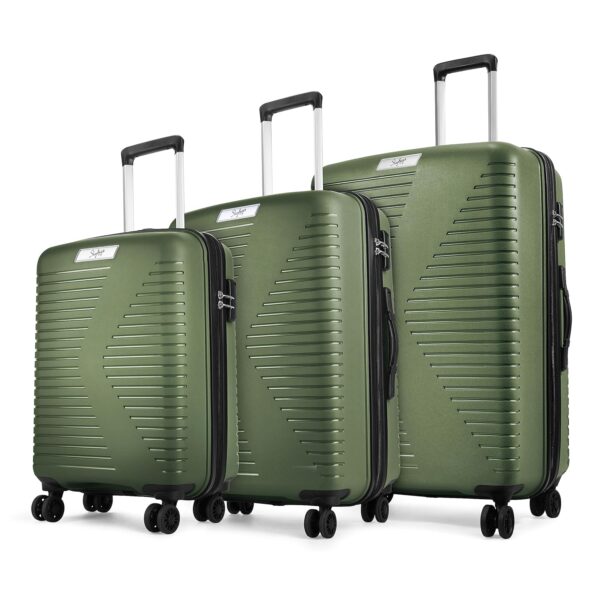 Skybags Beat Pro Hardsided (55 cm+ 66 cm + 76cm) Pack of 3 Size (Small + Medium +Large) Polypropylene(PP) 8 Spinner Wheels Olive Green Suitcase Sets