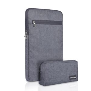 Alifiya Polyester MacBook Laptop Sleeve Bag 16 Inch with Charger Pouch (Grey_L20)