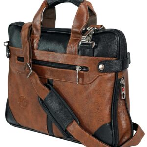 Storite PU Leather Expanded 14 Inch Laptop Shoulder Messenger Sling Office Business Travel Bag for Men & Women (Brown, 40cm x 29cm x 6cm)