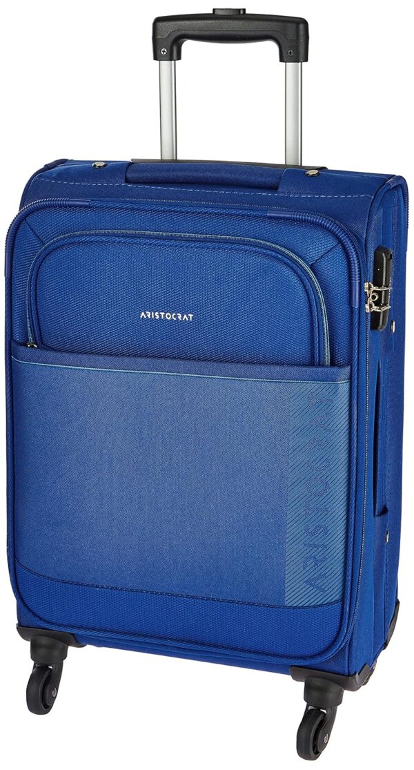 Aristocrat Baleno 58 Cms Polyester Soft Sided Cabin Sise 4 Spinner Wheels Trolley Bag – Blue