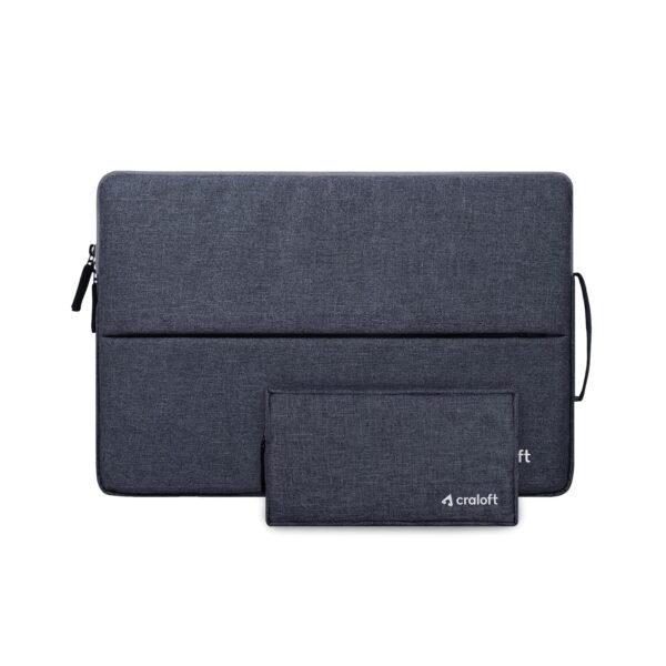 Craloft Polyester Laptop Sleeve Cover Bag 14 Inch with Charger Pouch for Dell/Lenovo/Asus/HP/Acer (Grey_L25)