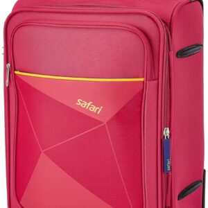 Safari Prisma 55 cms Small Cabin Polyester Soft Sided 4 Spinner Wheels Luggage/Suitcase/Trolley Bag (Red)