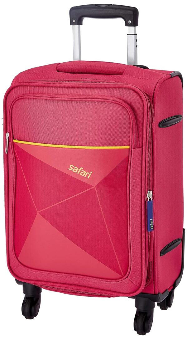 Safari Prisma 55 cms Small Cabin Polyester Soft Sided 4 Spinner Wheels Luggage/Suitcase/Trolley Bag (Red)