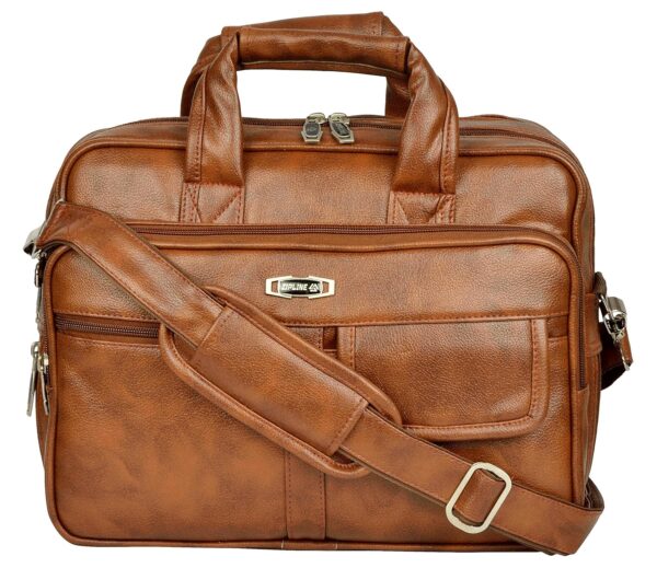 Zipline Office Laptop Vegan Leather Executive Formal 14″ Laptop & MacBook Briefcase Messenger/Office/Travel/Business/Executive Bag for Men Women with Multiple compartments