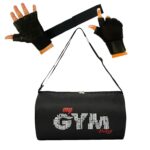 COOL INDIANS Duffle Gym Bag Combo of Polyester Gym Bag with Compartment| Black Gym Gloves| Gym Bag|Hand Gloves for Men 's & Women for Daily Exercise|Gym kit for Men and Women (Brown) (Red)