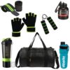 COOL INDIANS Gym Bag for Men Leather Bag with Shoulder Strap Bag Duffle Bag Travelling Bag Zipper Bag (Green Pack of 7)