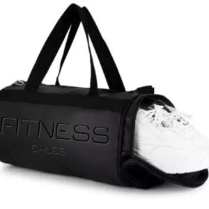 Chubs Fitness Series EMBEDED Logo Edition Leatherette Gym Bag with Shoe Compartment &Side mesh Pocket (Kit Bag)