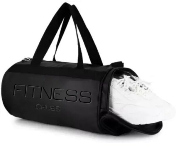 Chubs Fitness Series EMBEDED Logo Edition Leatherette Gym Bag with Shoe Compartment &Side mesh Pocket (Kit Bag)