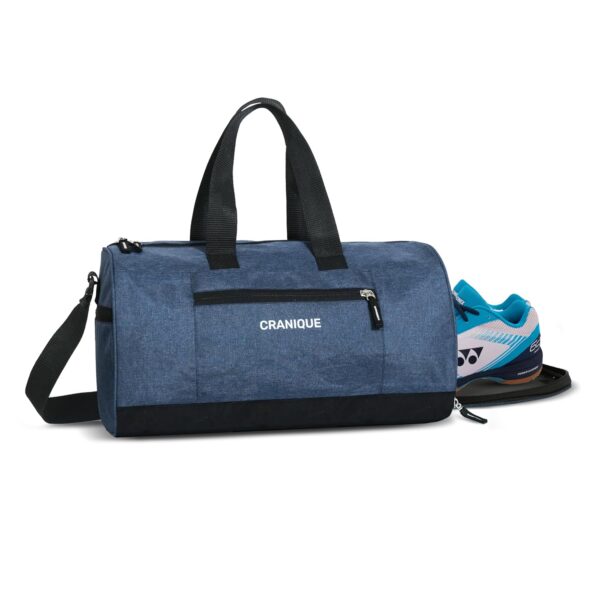 Cranique Duffle Gym Bag with Shoe Compartment Shoulder Strap for Men & Women | Gym Duffel Bag | Sports Bag | Kit Bag (QGB2-Blue)