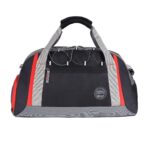 Gear Polyester Yoga 30L Medium Water Resistant Travel Duffle Bag/Gym Bag/Sports Duffle For Men/Women(Grey-Black-Orange), 30 x 42 x 24 Centimeters