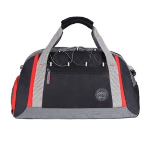 Gear Polyester Yoga 30L Medium Water Resistant Travel Duffle Bag/Gym Bag/Sports Duffle For Men/Women(Grey-Black-Orange), 30 x 42 x 24 Centimeters