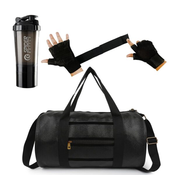 Gym Combo for Men Ultimate Gym Accessories Combo Set for Men and Women Workout – Boost Your Workout with Shaker Water Bottle, Duffle Bag, 2 in 1 Gym Hand Gloves Shaker – All-in-One Fitness Gym Kit