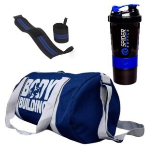 Hang It Gym Bag Combo for Men and Women with Water Bottle and Wristband Set Multi-Functional Fitness Durable Sports Duffel Bag with Shoe Compartment and Accessories