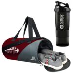 Hang It Polyester 21 cms Gym Bag Combo for Men ll Gym Bag, Black Spaider Bottle ll Gym kit for Men and Women ll Gym Bag with Shoe Compartment Gym & Fitness Kit