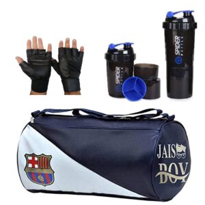 JAIS BOY – we made for young generation Gym Bag Combo Sports Men’s Combo of Leather Gym Bag, Gloves and Spider Blue